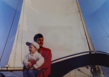 Lee & Alex (age2) on Jim's Yacht 2002