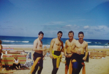 Lee, John, John & Kevin On Beach 1990