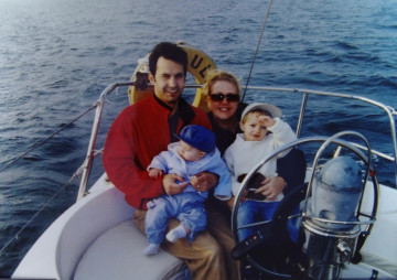 Lee, Allison, Alex & Myles on Jim's yacht 2002